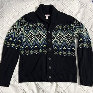 Joe Fresh Black,Green, Blue Patterned Sweater size xl 14